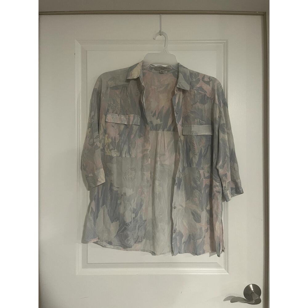 ALLSAINTS Vintage Relaxed Fit Button-Down Pastel Tropical Shirt